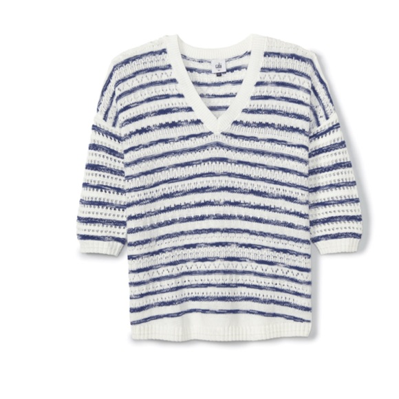 Cabi Peace Pullover, Size Medium, navy/White Stripe - Picture 2 of 13